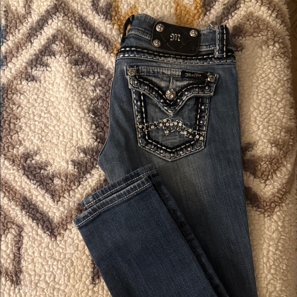 Miss Me Denim - Miss Me Blue Rhinestone Embellished Skinny Jeans